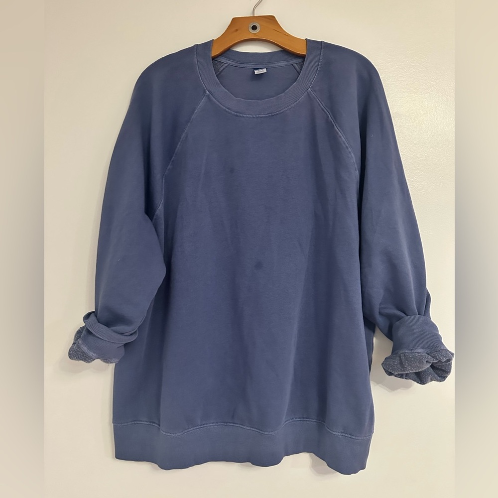 Old Navy Blue Oversized 3/4 Sleeve Sweatshirt